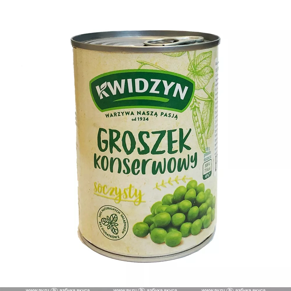 Зеленый горошек конс.400г.KWIDZYN Польша