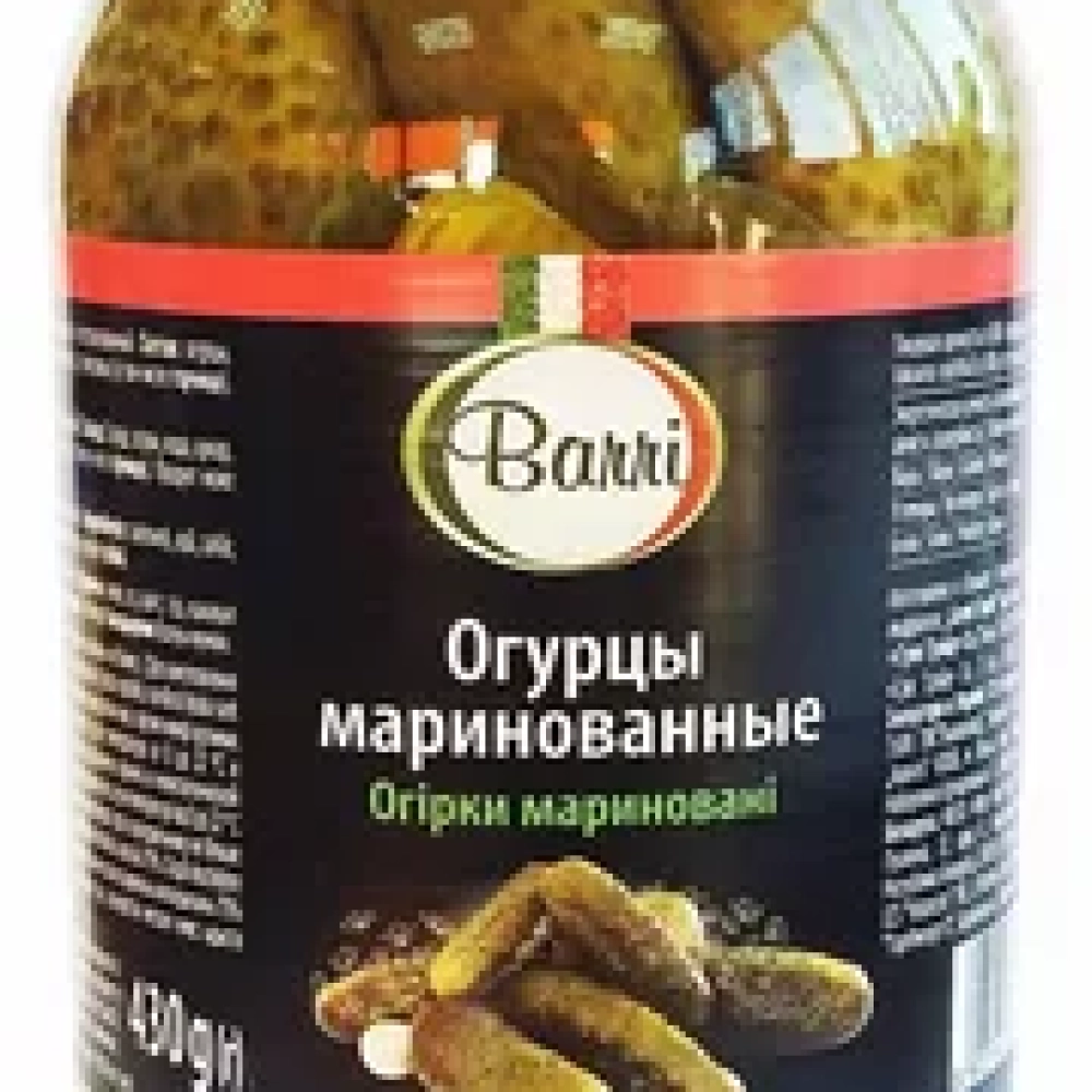 ОГУРЦЫ МАРИНОВАННЫЕ BARRI 900мл (840г) стекло